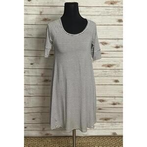 Roxy black/white striped 3/4 length sleeve jersey trapeze dress Size Small